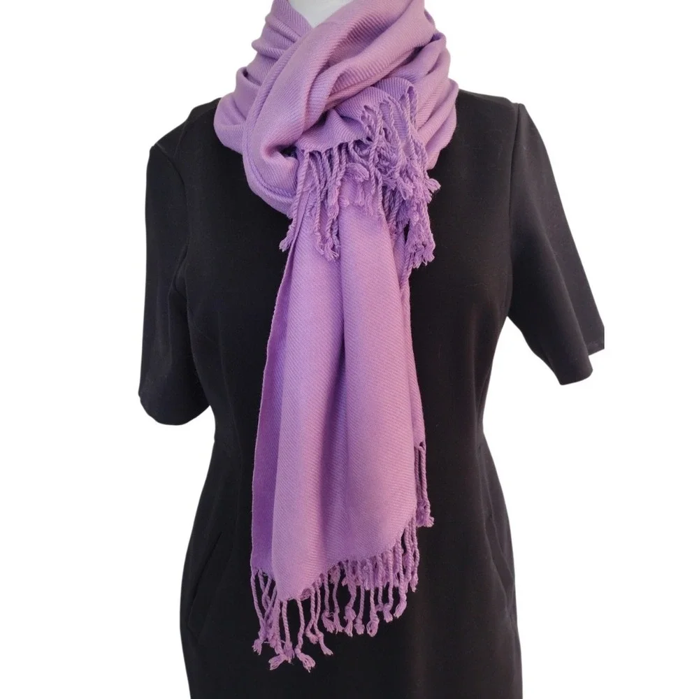 Pashmina Cashmire‎ scarf wrap shawl Purple Lightweight Chic Elegant 66x29